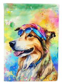 Collie Hippie Dawg Garden Flag Mailbox Flag Decorative Yard Flag Banner Outside Patio Artwork Yard Flower Beds, Garden Size, Multicolor