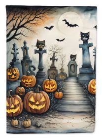 Cat Cemetery Spooky Halloween Garden Flag Mailbox Flag Decorative Yard Flag Banner Outside Patio Artwork Yard Flower Beds, Garden Size, Multicolor