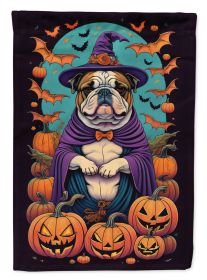 English Bulldog Witchy Halloween Garden Flag Mailbox Flag Decorative Yard Flag Banner Outside Patio Artwork Yard Flower Beds, Garden Size, Multicolor