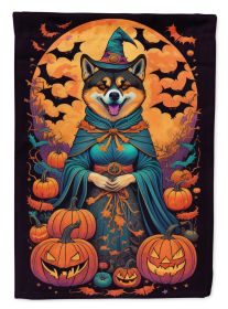 Akita Witchy Halloween Garden Flag Mailbox Flag Decorative Yard Flag Banner Outside Patio Artwork Yard Flower Beds, Garden Size, Multicolor