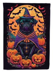 Black Pug Witchy Halloween Garden Flag Mailbox Flag Decorative Yard Flag Banner Outside Patio Artwork Yard Flower Beds, Garden Size, Multicolor