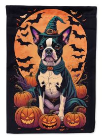 Boston Terrier Witchy Halloween Garden Flag Mailbox Flag Decorative Yard Flag Banner Outside Patio Artwork Yard Flower Beds, Garden Size, Multicolor