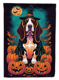 Basset Hound Witchy Halloween Garden Flag Mailbox Flag Decorative Yard Flag Banner Outside Patio Artwork Yard Flower Beds, Garden Size, Multicolor