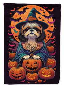 Shih Tzu Witchy Halloween Garden Flag Mailbox Flag Decorative Yard Flag Banner Outside Patio Artwork Yard Flower Beds, Garden Size, Multicolor