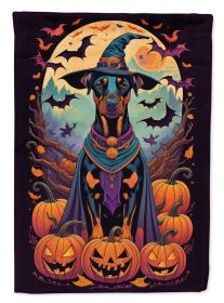 Doberman Pinscher Witchy Halloween Garden Flag Mailbox Flag Decorative Yard Flag Banner Outside Patio Artwork Yard Flower Beds, Garden Size