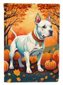 White Pit Bull Terrier Fall Garden Flag Mailbox Flag Decorative Yard Flag Banner Outside Patio Artwork Yard Flower Beds, Garden Size, Multicolor