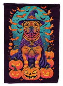 Shar Pei Witchy Halloween Garden Flag Mailbox Flag Decorative Yard Flag Banner Outside Patio Artwork Yard Flower Beds, Garden Size, Multicolor