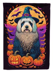 Old English Sheepdog Witchy Halloween Garden Flag Mailbox Flag Decorative Yard Flag Banner Outside Patio Artwork Yard Flower Beds, Garden Size