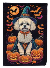 Bichon Frise Witchy Halloween Garden Flag Mailbox Flag Decorative Yard Flag Banner Outside Patio Artwork Yard Flower Beds, Garden Size, Multicolor