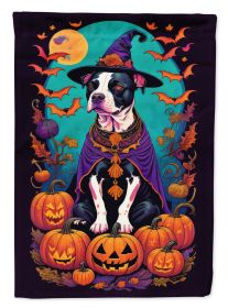 Pit Bull Terrier Witchy Halloween Garden Flag Mailbox Flag Decorative Yard Flag Banner Outside Patio Artwork Yard Flower Beds, Garden Size, Multicolor