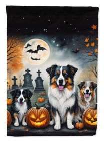 Australian Shepherd Spooky Halloween Garden Flag Mailbox Flag Decorative Yard Flag Banner Outside Patio Artwork Yard Flower Beds, Garden Size