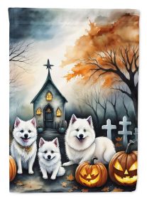 American Eskimo Spooky Halloween Garden Flag Mailbox Flag Decorative Yard Flag Banner Outside Patio Artwork Yard Flower Beds, Garden Size, Multicolor