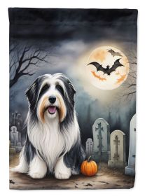 Bearded Collie Spooky Halloween Garden Flag Mailbox Flag Decorative Yard Flag Banner Outside Patio Artwork Yard Flower Beds, Garden Size, Multicolor