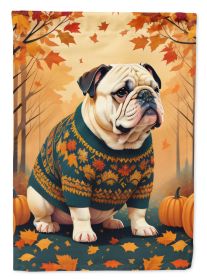 White English Bulldog Fall Garden Flag Mailbox Flag Decorative Yard Flag Banner Outside Patio Artwork Yard Flower Beds, Garden Size, Multicolor