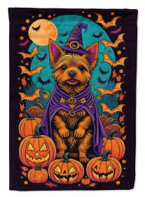 Norwich Terrier Witchy Halloween Garden Flag Mailbox Flag Decorative Yard Flag Banner Outside Patio Artwork Yard Flower Beds, Garden Size, Multicolor