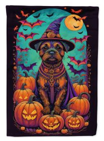 Border Terrier Witchy Halloween Garden Flag Mailbox Flag Decorative Yard Flag Banner Outside Patio Artwork Yard Flower Beds, Garden Size, Multicolor