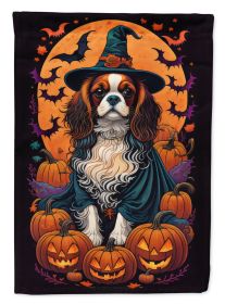 Cavalier Spaniel Witchy Halloween Garden Flag Mailbox Flag Decorative Yard Flag Banner Outside Patio Artwork Yard Flower Beds, Garden Size, Multicolor