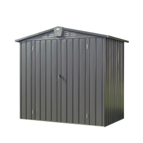 Outdoor Storage Shed 6.5'x 4.2', Metal Garden Shed for Bike, Trash Can, Tools, Lawn Mowers,Galvanized Steel Outdoor Storage Cabinet with Lockable Door