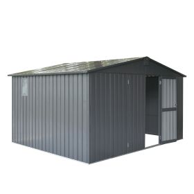 Backyard Storage Shed 11'x 9' with Galvanized Steel Frame & Windows, Outdoor Garden Shed Metal Utility Tool Storage Room with Lockable Door for Patio(