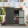 Backyard Storage Shed with Sloping Roof Galvanized Steel Frame Outdoor Garden Shed Metal Utility Tool Storage Room with Latches and Lockable Door (6x4