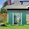 4.2 x 9.1 Ft Outdoor Storage Shed, Metal Tool Shed with Lockable Doors Vents, Utility Garden Shed for Patio Lawn Backyard, Green - as Pic