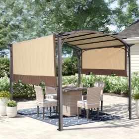 11 x 9 Ft Outdoor Pergola Retractable Shade Canopy Arched Gazebo with Adjustable Waterproof Sun Shade Pergola for Garden Lawn Deck (Beige) - as Pic