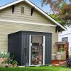 4.2 x 9.1 Ft Outdoor Storage Shed, Metal Tool Shed with Lockable Doors Vents, Utility Garden Shed for Patio Lawn Backyard, Dark Gray - as Pic