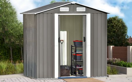 TOPMAX Patio 6ft x4ft Bike Shed Garden Shed, Metal Storage Shed with Lockable Door, Tool Cabinet with Vents and Foundation for Backyard, Lawn, Garden,