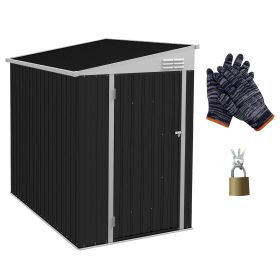 Outsunny 4' x 6' Metal Outdoor Storage Shed, Lean to Storage Shed, Garden Tool Storage House with Lockable Door and 2 Air Vents for Backyard, Patio, L