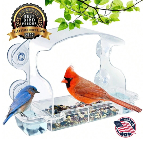 1pc Clear Window Bird Feeder With Strong Suction Cups Unobstructed View With Water, Transparent Bird Feeders Window Mount Acrylic Bird House For Viewi