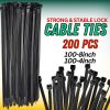 Household and Commercial Multi Usage Nylon Cable Wire Zip Ties - Black - 4 & 8 Inch