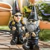 1pc Gnome Statue, Biker Themed Garden Gnome, Fairy Garden Accessories, Decoration For Indoor Desktop Outdoor Lawn Yard Garden - Halley Male