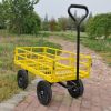 Tools cart Wagon Cart Garden cart trucks make it easier to transport firewood Yellow - as Pic