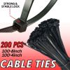 Household and Commercial Multi Usage Nylon Cable Wire Zip Ties - Black - 4 & 8 Inch