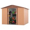 8' x 8' Outdoor Storage Shed, Metal Garden Shed with Double Sliding Doors, 4 Air Vents, Tool Storage House Shed for Yard, Patio, Lawn, Coffee - As Pic