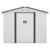 8' x 8' Outdoor Storage Shed, Metal Garden Shed with Double Sliding Doors, 4 Air Vents, Tool Storage House Shed for Yard, Patio, Lawn, White+Gray - As