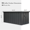 150 Gallon Outdoor Storage Deck Box Waterproof, Large Patio Storage Bin for Outside Cushions, Throw Pillows, Garden Tools, Lockable (Dark Gray) - as P