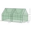 Portable Greenhouse Garden Hot House with Two PE/PVC Covers;  Steel Frame and 2 Roll Up Windows 6' x 3' x 3' - Green