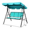 3 Person Steel Frame Patio Swing with Polyester Angle and Adjustable Canopy - Blue