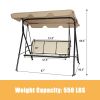 3 Person Steel Frame Patio Swing with Polyester Angle and Adjustable Canopy - Brown