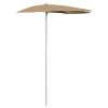 Garden Half Parasol with Pole 70.9"x35.4" Taupe - Taupe