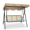 3 Person Steel Frame Patio Swing with Polyester Angle and Adjustable Canopy - Brown