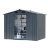 Outdoor Storage Shed, 8' X 6' Galvanized Steel Garden Shed with 4 Vents & Double Sliding Door, Utility Tool Shed Storage House for Backyard, Patio, La