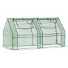 Portable Greenhouse Garden Hot House with Two PE/PVC Covers;  Steel Frame and 2 Roll Up Windows 6' x 3' x 3' - Green