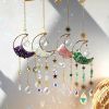 1pc Rainbow Maker Sun Catcher - Indoor/Outdoor Window Prism Moon Mini Dream Catcher with Crystals and Healing Stones - Garden Tree Decorations - One S