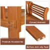 49 Inch Eucalyptus Wood Outdoor Folding Bench with Backrest Armrest for Patio Garden - natural