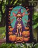 Chihuahua Witchy Halloween Garden Flag Mailbox Flag Decorative Yard Flag Banner Outside Patio Artwork Yard Flower Beds, Garden Size, Multicolor