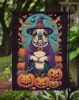 English Bulldog Witchy Halloween Garden Flag Mailbox Flag Decorative Yard Flag Banner Outside Patio Artwork Yard Flower Beds, Garden Size, Multicolor