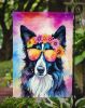 Border Collie Hippie Dawg Garden Flag Mailbox Flag Decorative Yard Flag Banner Outside Patio Artwork Yard Flower Beds, Garden Size, Multicolor