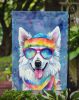 American Eskimo Hippie Dawg Garden Flag Mailbox Flag Decorative Yard Flag Banner Outside Patio Artwork Yard Flower Beds, Garden Size, Multicolor